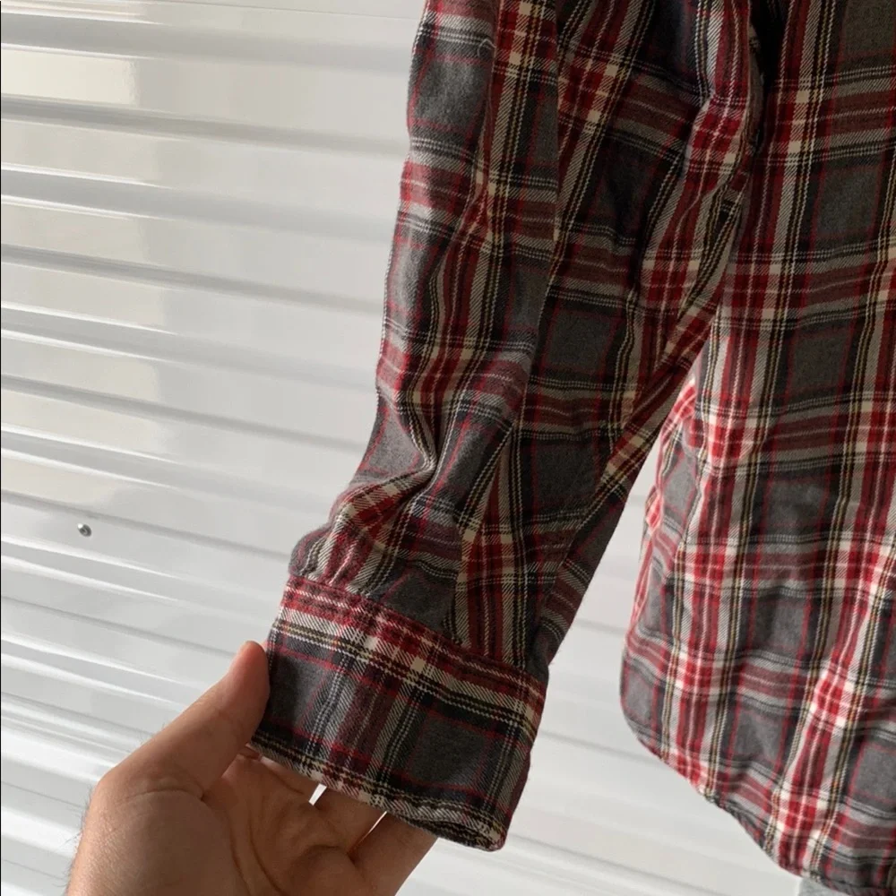 J. Crew Red and Gray Checkered Shirt